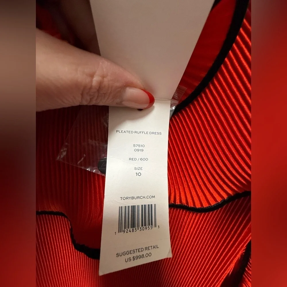 Tory Burch NWT Red Pleated Ruffle Dress Size 10 $998 MSRP